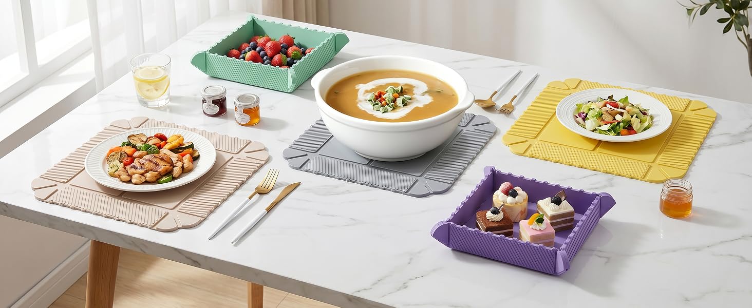 Magnetic Silicone Trivet &amp;amp; foldable Storage Tray