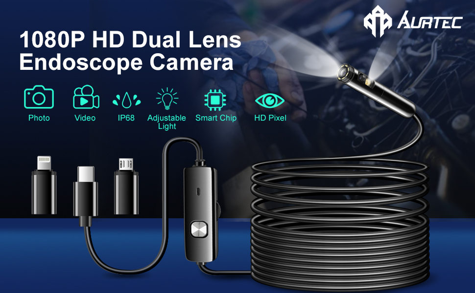 dual lens wireless endoscope dual lens endoscope cell phone borescope endoscope iphone