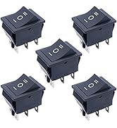 TWTADE / 5Pcs Black ON/Off/ON DPDT 6 Pin 3 Position Boat Rocker Switch Car Auto Boat Rocker Toggl...