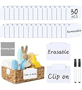 DANRONG 33PCS Basket Labels Clip On, 30 Labels for Storage Bins Removable with 2 Chalk Markers & ...