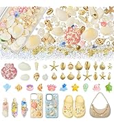 Drnytunk Ocean Junk Case Charms Kit,Mixed Random Phone Cases Charms Shell Pearl Conch Resin Acces...