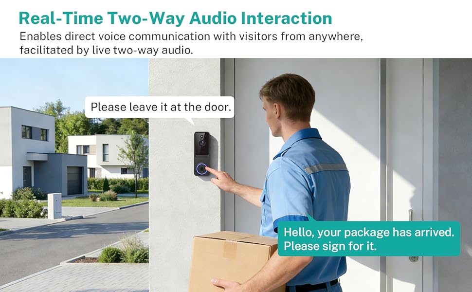 Real-Time Two-Way Audio Interaction wifi doorbell