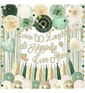 Sage Green Bridal Shower Decorations, Bachelorette Party Decorations Love Laughter Happily Ever A...