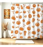 Mocsicka Fall Shower Curtain for Bathroom Cute Autumn Bow Pumpkin Shower Curtain for Fall Bathroo...