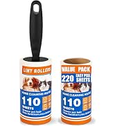 Lint Roller 220 Sheets with 1 Handle, Pet Hair Remover for Laundry, Extra Sticky Lint Rollers for...