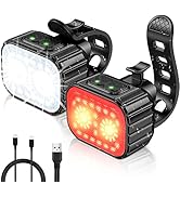 Cuvccn Bike Lights Super Bright, Rechargeable Bicycle Lights Set Multiple Modes, Waterproof Bike ...