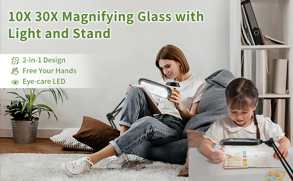 Magnifying Glass with Light and Stand