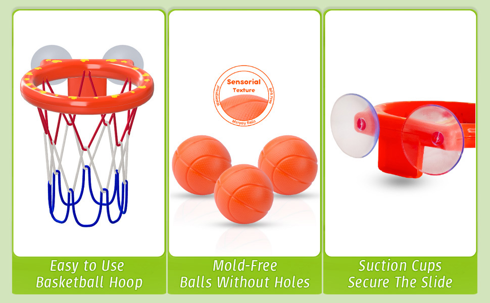 bath toys bathtub basketball hoop for toddler kid boy and girl fun play water toy bathtime 3 balls