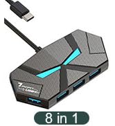 USB C Hub Multiport Adapter with 7 USB 3.0 Ports, USB C to USB Hub with Data Transfer and Chargin...