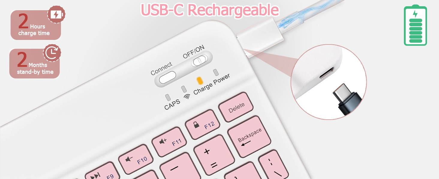 ipad keyboard with USB-C Rechargeable