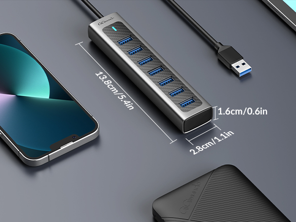 gigimundo gm7u 7 ports usb 3.0 hub with usb c power port for pc laptop mac-007