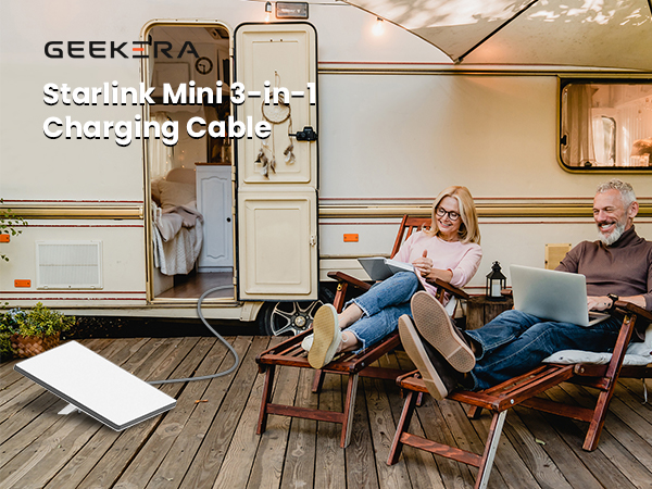 GEEKERA 3 in 1 Starlink Mini Cable USB C / Car Charger / DC to DC Starlink Replacement Cable