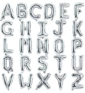 TONIFUL 52 Pieces 16 Inch Silver Letter A-Z Balloons,Custom Phrase Mylar Foil Alphabet Letter DIY...