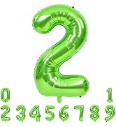 TONIFUL 40 Inch Large Green Numbers Balloons 0-9, Number 2 Digital 2 Helium Balloons, Foil Mylar ...