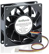 AmRunJe 12v Computer Case Fan 80mm x 25mm PWM 4Pin Dual Ball Bearing High CFM Cooling Fan for DIY...