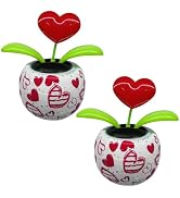 2Pcs Red Solar Powered Dancing Figurines Toy - Solar Dance Flower, Heart Swing Dancing Flower in ...