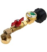 Lemfema QCC1 Propane Refill Elbow Adapter with Propane Tank Gauge, 90 Degrees Propane Refill Pres...