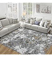 8x10 Area Rug for Living Room Bedroom: Large Washable Rug with Anti-Slip Backing Non-Shedding Sta...