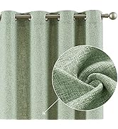 jinchan Faux Linen Curtains Thick Burlap Sage Green Curtains 84 Inches Long Farmhouse Living Room...