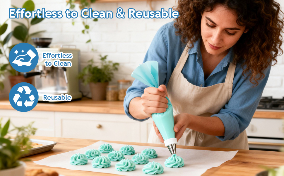 Reusable Piping Bags and Tips Set