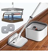 Mop and Bucket Set, Easy-to-use Spin Mop with Separate Dirty Water System, Deep-Cleaning Mops for...