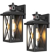 2-Pack Motion Sensor Outdoor Wall Lights, Upgraded Dusk to Dawn Outdoor Lighting Waterproof, Blac...