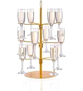 Vessena Cocktail Tree Stand, Wine Glass Flight Tasting Display For Drinks, 3 Tier - 12 Holders Ch...