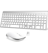 Wireless Keyboard and Mouse, USB Slim Compact Keyboard with Number pad, Ergonomics Quiet Keyboard...