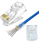 Solsop RJ45 Connectors Cat6 RJ45 Pass Through Connector Ends 100PCS, Cat6/Cat5e Connectors, Ether...
