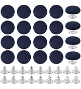 BENECREAT 24 Pcs 0.55 Inch Baseball Cap Button, Top Replacement Hats Button Marine Blue Cloth Cov...