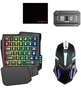 Docooler Half Hand Gaming Keyboard and Mouse Combo, 25 Keys Single Handed Wired RGB Keyboard and ...