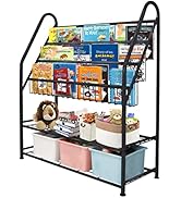aboxoo Metal Kids Black Bookshelf LargeFreestanding for Children Room 32 in Toy Organizer Large S...