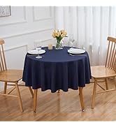 FINDYOU Navy Blue 6 Pack Round 60 Inch Tablecloth, Premium Polyester Table Cloth Washable Table C...