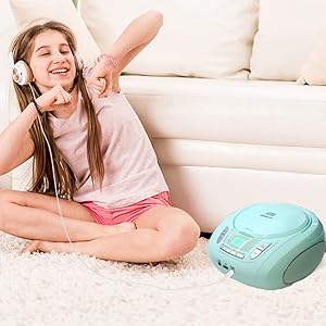 cd player with headphone green