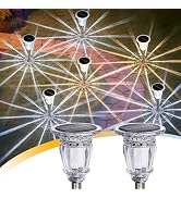 Solar Pathway Lights Outdoor 2 Pack, 3 Lighting Modes Glass and Stainless Steel White Solar Garde...