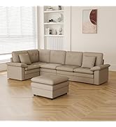 kinbor L Shaped Sectional Couch - 6 Seat Modular Comfy Couches with High Density Memory Foam for ...