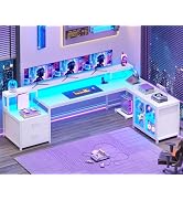 SEDETA 78.7” Large Gaming Computer Desk with Storage Drawers, Reversible L Shaped Office Desk wit...