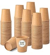 [600 Pack] 3oz Kraft Paper Cups Brown Espresso Cups, Disposable Bathroom Cups Mousewash Cups, Sma...