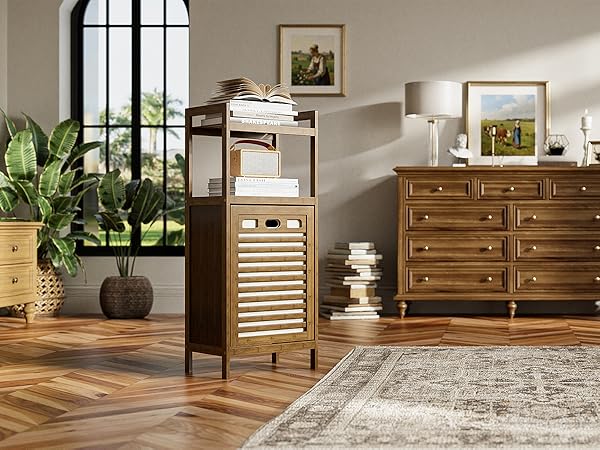 living room bamboo laundry hamper cabinet
