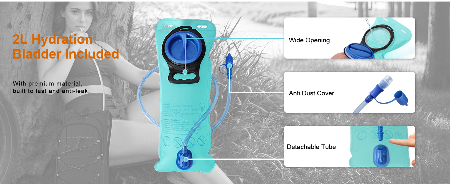 The MIYCOO hydration backpack features a 2L capacity to support sustained activity.