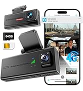 Dash Cam, Veralyxa 4G LTE Car Dash Camera Front and Cabin with SIM Card, 64GB SD Card, Remote Liv...