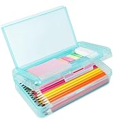 DANRONG Plastic Pencil Box, Large Capacity Pencil Case, Pencil Boxes Double Layer for Kids Adults...