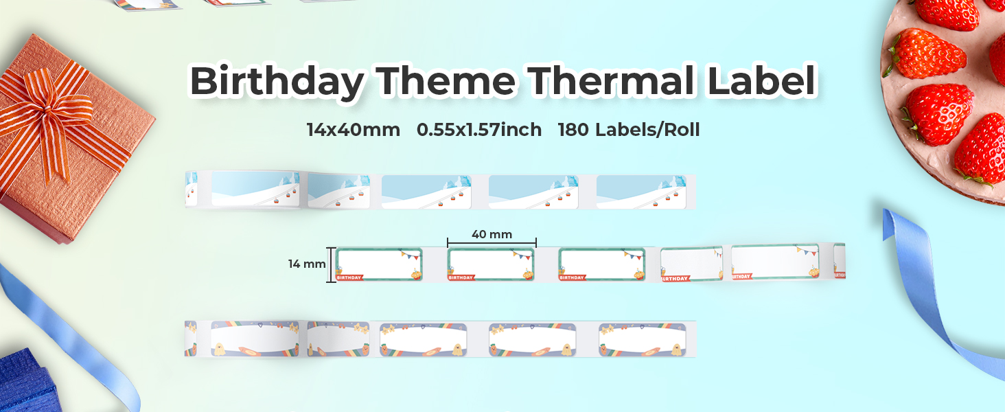 P21 Thermal Label Tape Birthday Theme