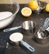 RSVP International Endurance Stainless Steel Measuring Cups, Set of 7 | 1/8 Cup to 1 Cup Measurem...