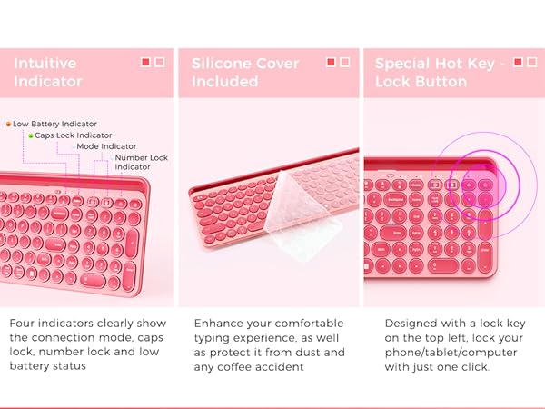 Bluetooth keyboard and mouse combo for ipad iphone tablet cute keyboard multi device keyboard