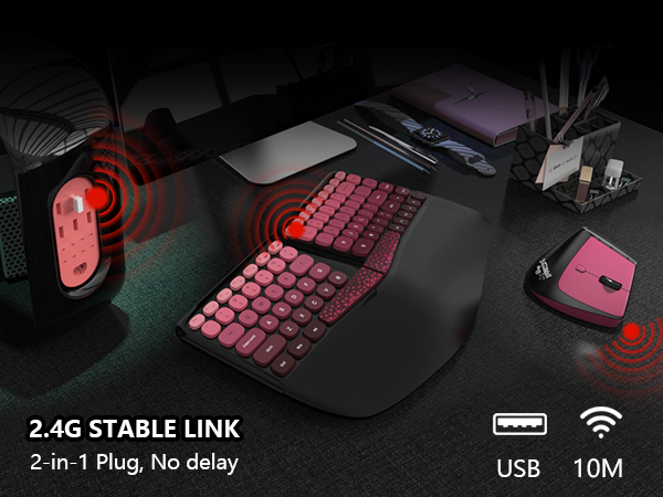 Ergonomic Wireless Keyboard and Mouse