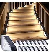 ROSHWEY Solar Step Lights for Outside, 16 Pack Solar Powered Stair Lights Outdoor Waterproof, Tri...