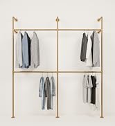 pamo gold clothing rack kim double 2 with clothes on beige background