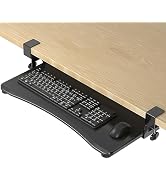 suptek Keyboard Tray Under Desk Pull Out with C Clamp Mount, Computer Keyboard &amp; Mouse Tray, 25.6...