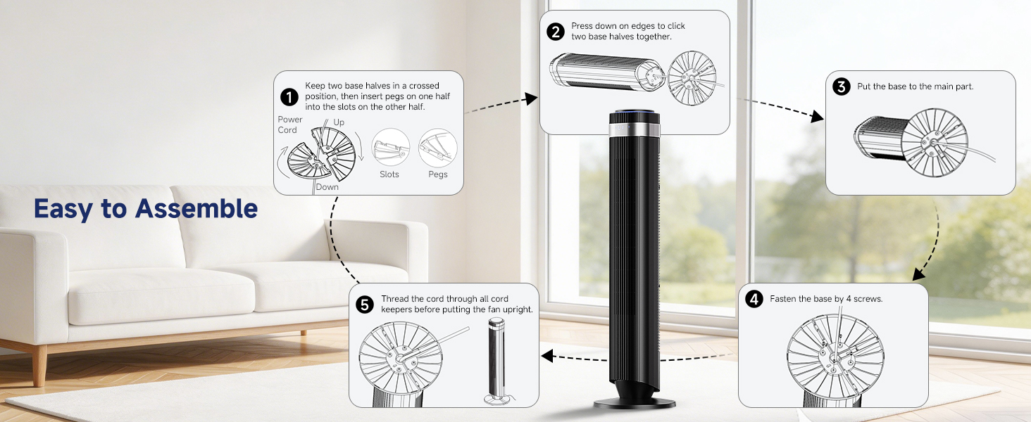 5 Speeds &amp;amp; 4 Modes, 28dB Quiet for Sleep, 22.3ft/s High Velocity, LED Display, 12H Timer